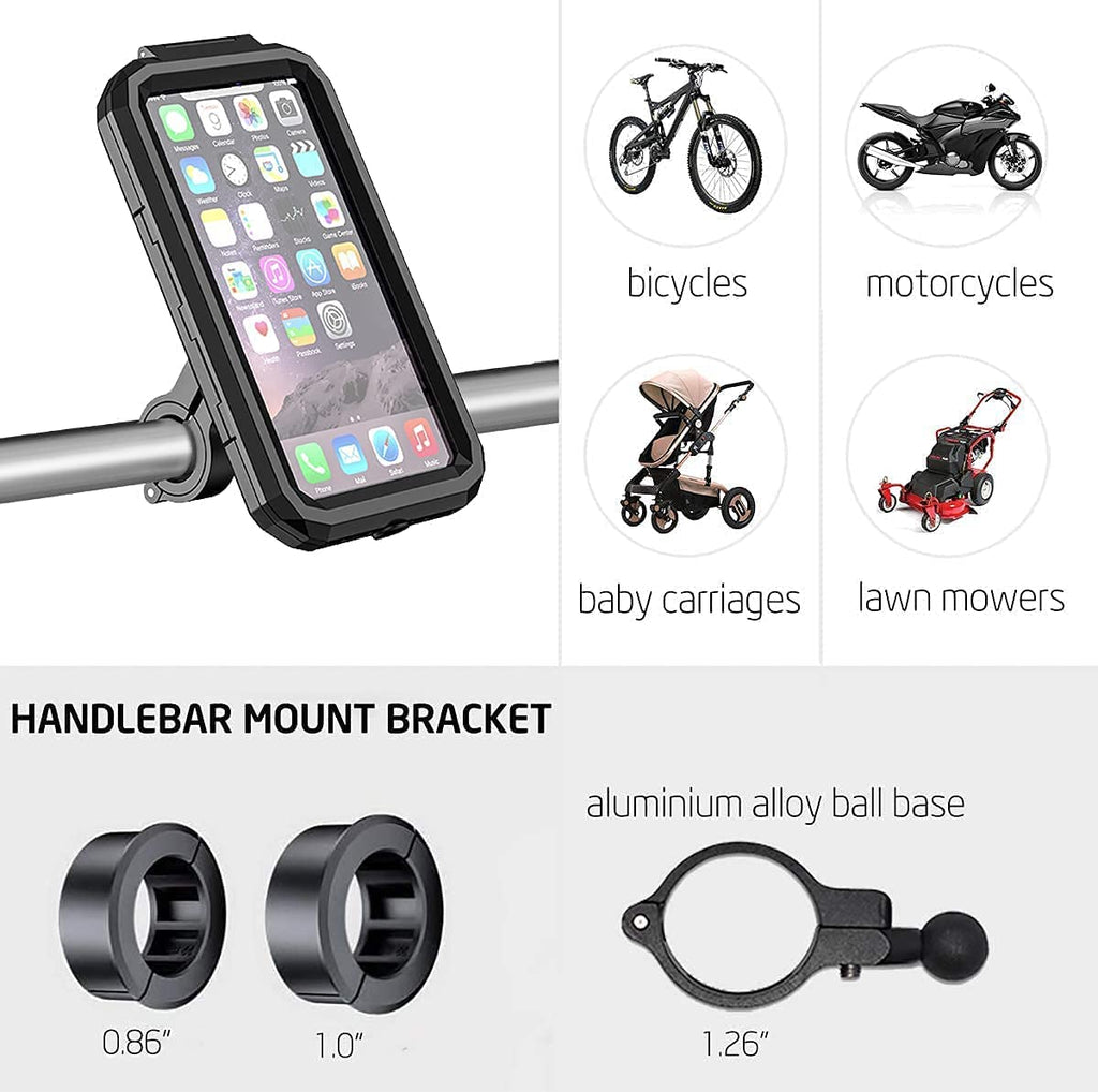 Waterproof Motorcycle Phone Mount 360° Ball Rotation Bike Cellphone Holder Y471790