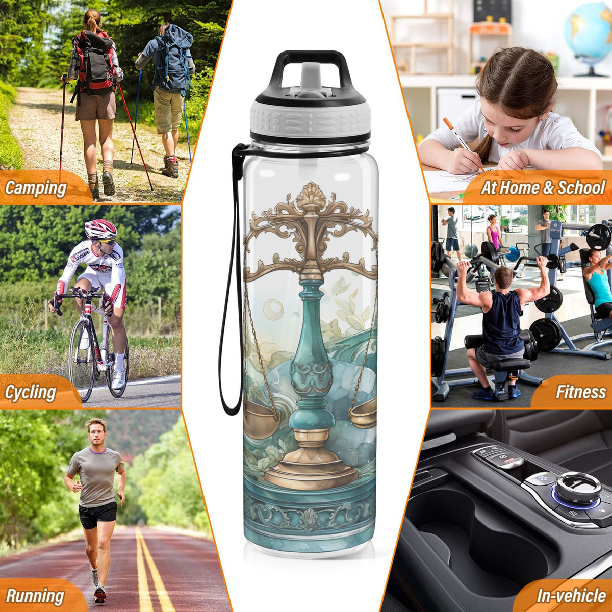 32oz Tritan Leakproof Clear Sports Water Bottle H61858