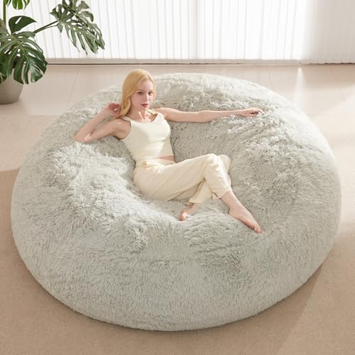 Waterproof Faux Fur 5FT Round Bean Bag Chair Cover with Pocket F974