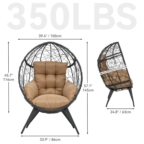 Large Wicker Egg Chair with Stand and Cushion I7784