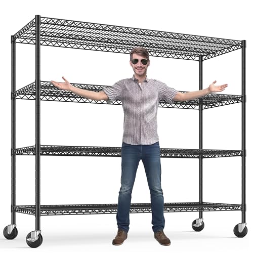 75.6" H Metal Wire Shelving Unit with Wheels D8205