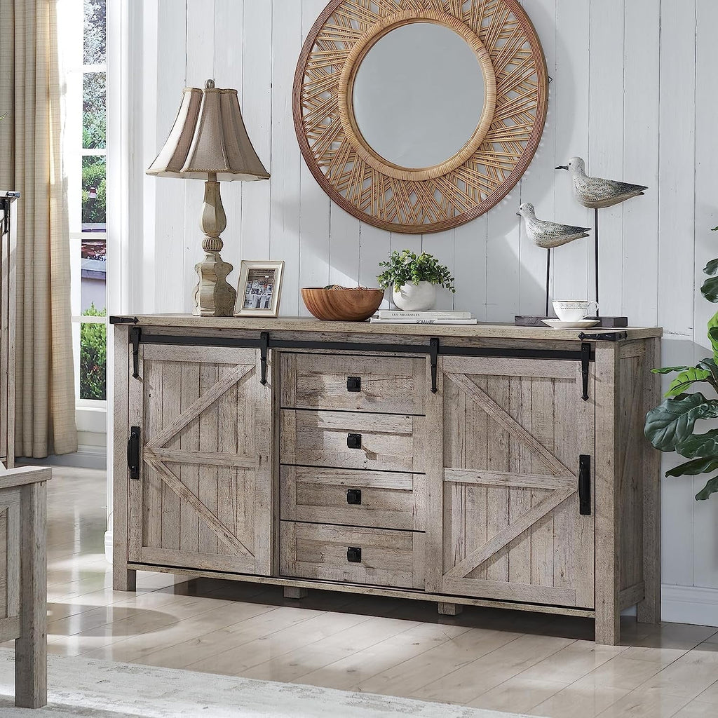 4 Drawer Light Rustic Oak Wood Dresser L496901