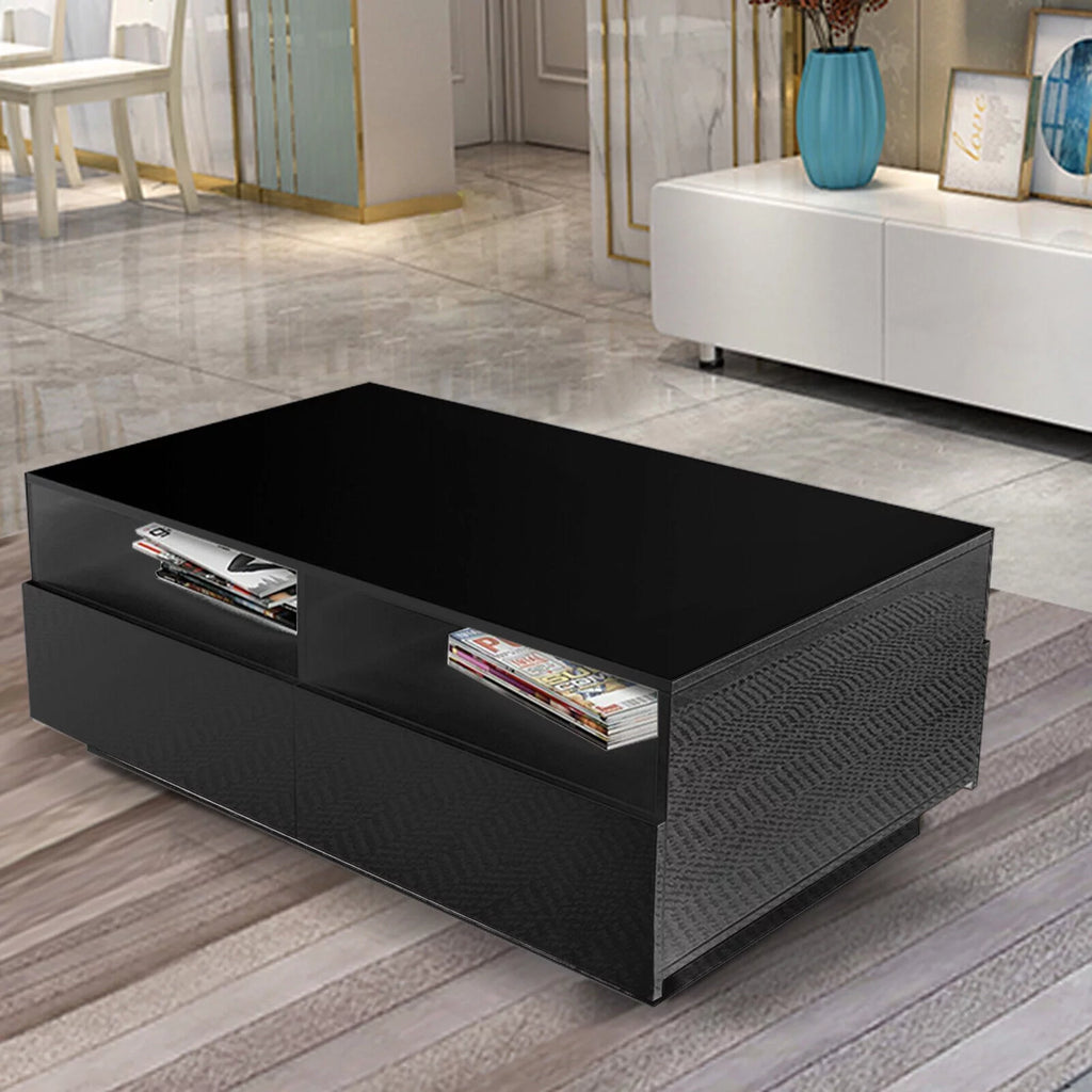 Modern LED High Gloss Coffee Table with 4 Drawers B627