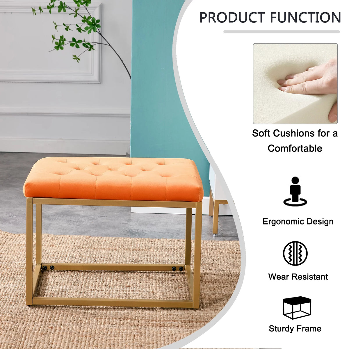 Orange Velvet Shoe Changing Stool Z5759