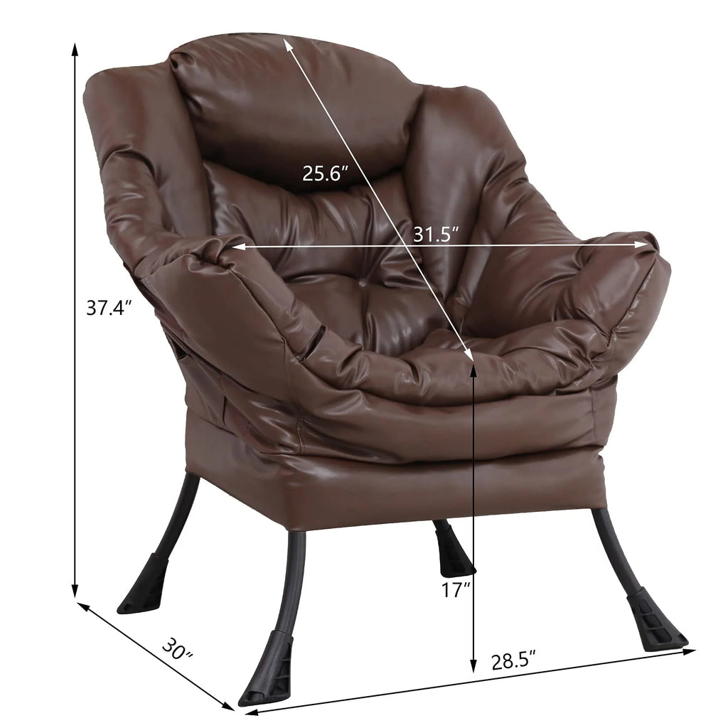 Brown PU Leather Reclining Armchair with Side Pocket H644