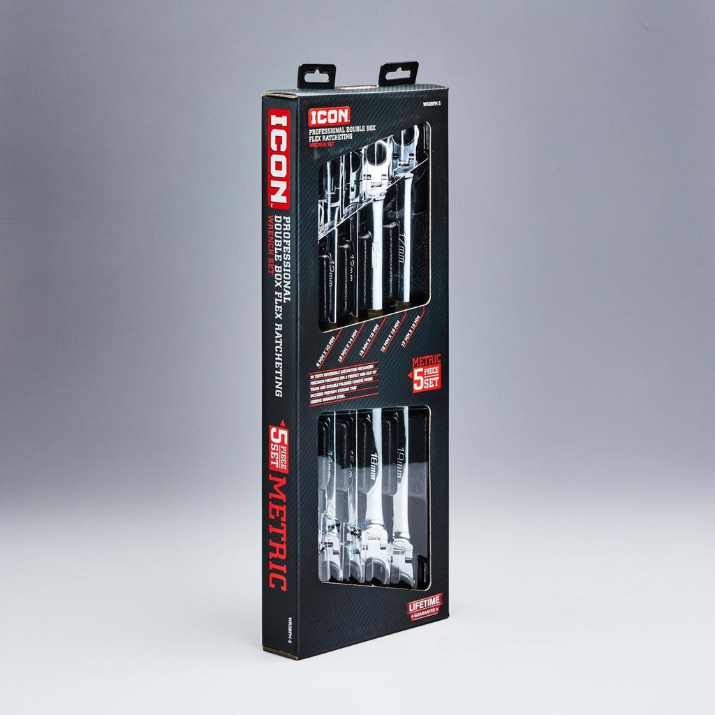 Extra Long Double Box Flex Ratcheting Wrench Set, 5-Piece S260250