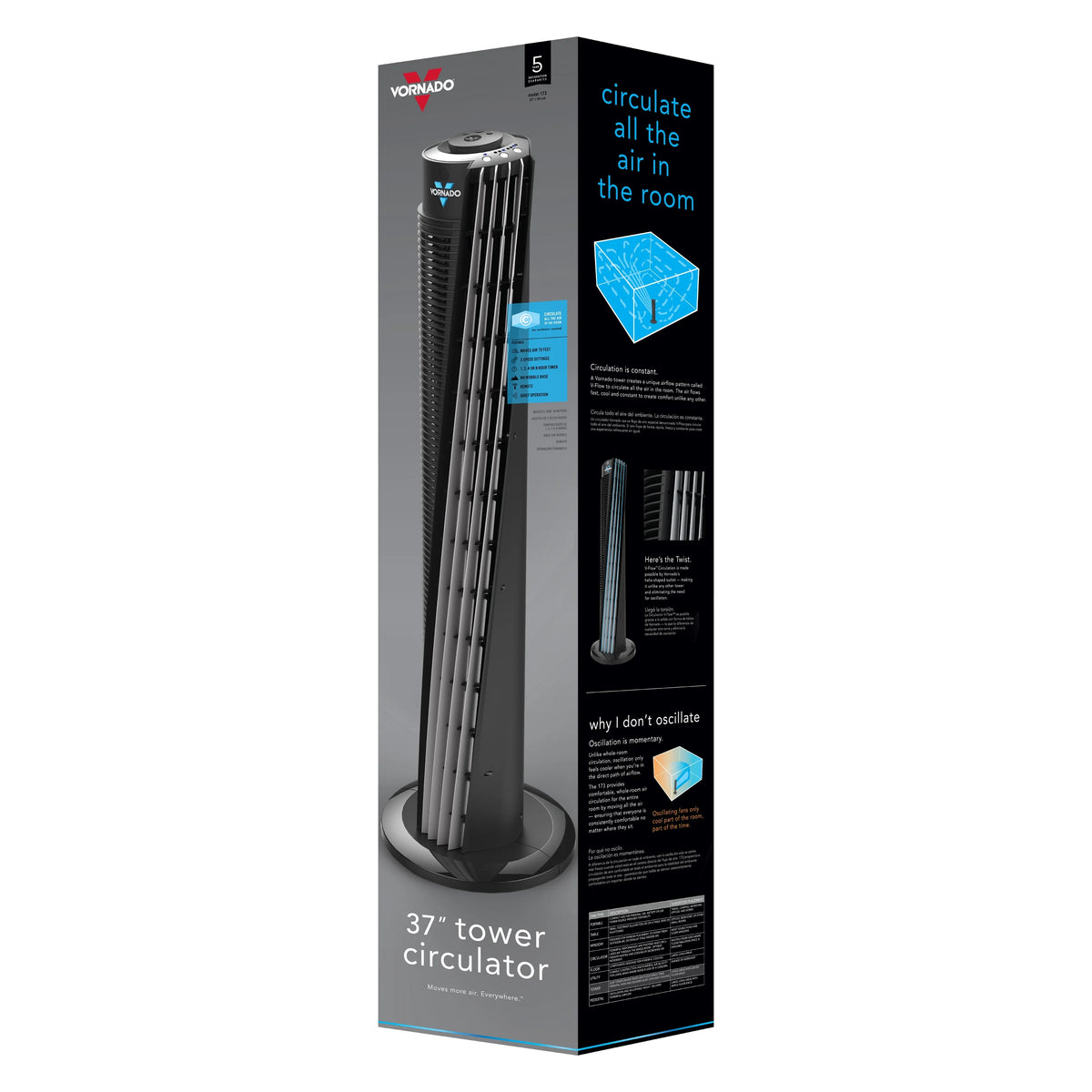 37" Tower Fan with Remote Control C724