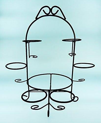 Blue Hand Blown Glasses and Pitcher Set with Display Rack T70644