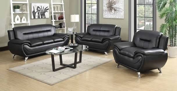 White Leatherette Sofa Set Chair S156627