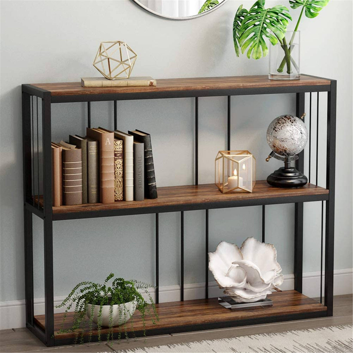 Rustic-Brown 3-Tier Console Table F244