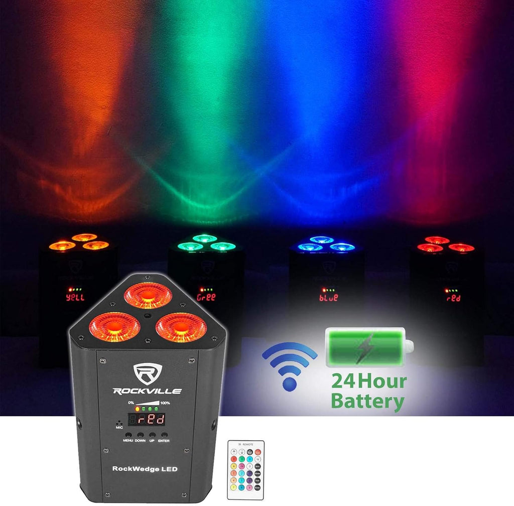 54w RGBWA+UV Rechargeable Battery Wireless DMX Par Light T6425