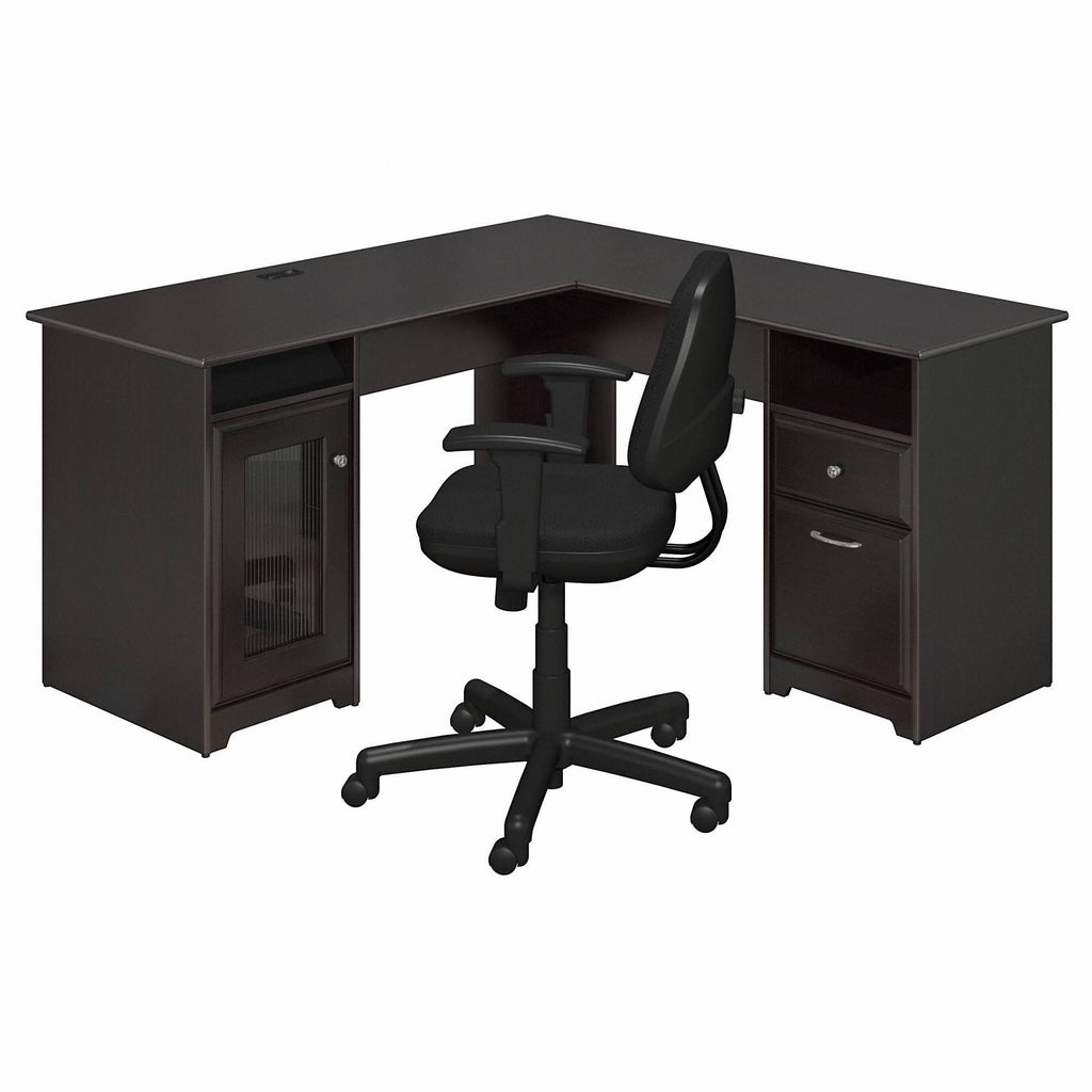 Espresso Oak L Shaped Desk and Office Chair N1137
