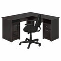 Espresso Oak L Shaped Desk and Office Chair N1137