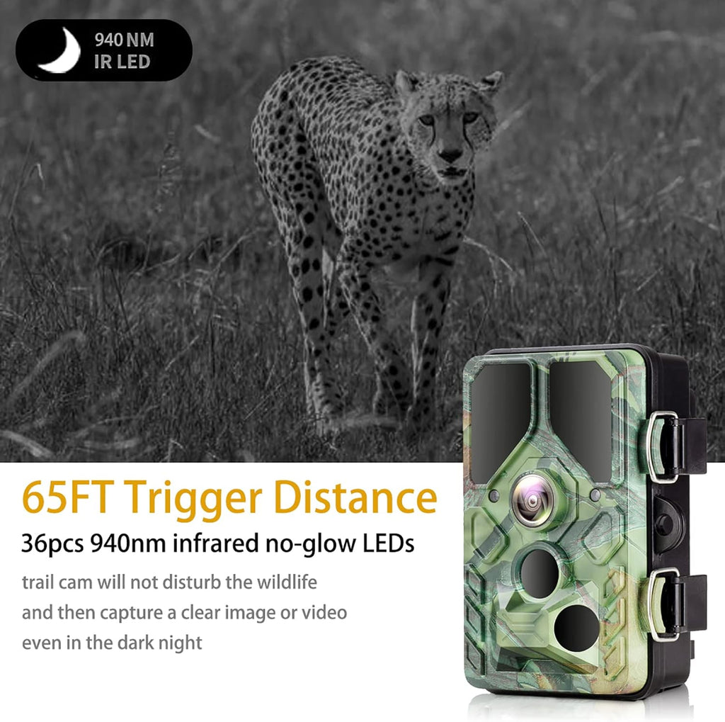 WiFi Trail Camera with Night Vision 65FT Motion Activated IP66 Waterproof Hunting Camera T98427