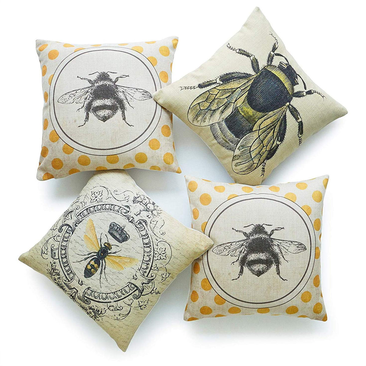 Set of 4 Yellow Dots Queen 18x18 inch Pillow Cases W72637